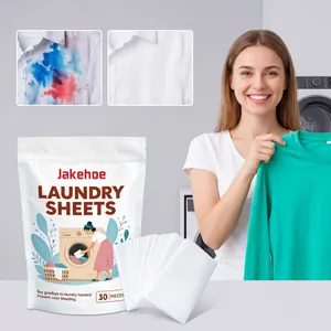Jakehoe laundry detergent sheets for color protection and stain removal on clothes 30 pieces
