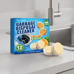JUE FISH Tablettes de Nettoyage pour Broyeur de Déchets Effervescentes Parfum Agrumes Évier de Cuisine Désodorisant Dégraissant Entretien