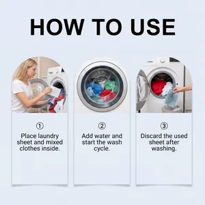 Step-by-step guide on how to use laundry color catcher sheets in a washing machine.