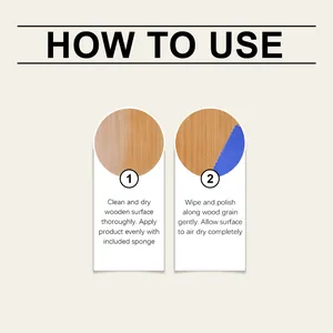 Detailed how to use instructions for wood furniture polish and conditioner for surface care.