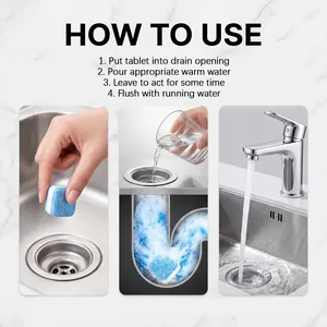 Step-by-step usage guide for sink and pipe drain cleaning tablets demonstration