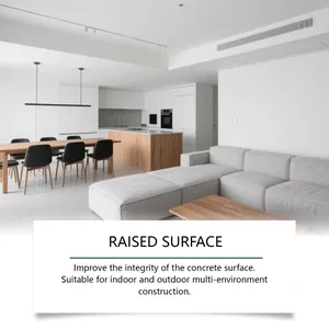Modern interior showing smooth concrete surface repair with gray waterproof sealant