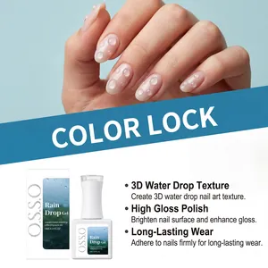 Λεπτομέρεια 3D nail art με σταγόνες νερού από το O S S O Rain Drop Gel