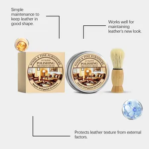 Detail view of JAYSUING leather and wood furniture polishing cream kit with a brush