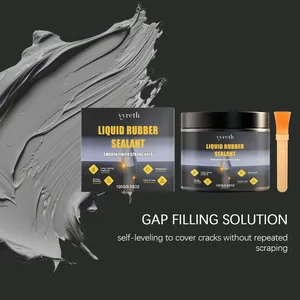 Detailed view of Vyreth gray liquid rubber sealant with brush for smooth crack repair