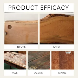 Wood seasoning beeswax for furniture restoration showing before and after efficacy detail