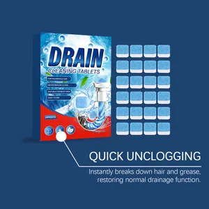 24-piece drain cleaning tablets box with quick unclogging function for household use