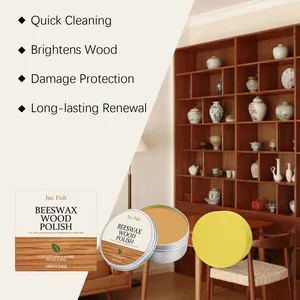 Jue Fish beeswax wood polish set with applicator sponge for home furniture care and renewal
