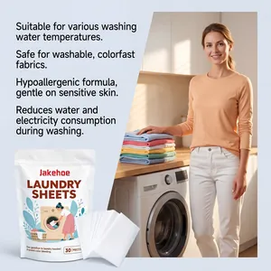 Jakehoe laundry detergent sheets for color protection and sensitive skin in 30 pieces pack.