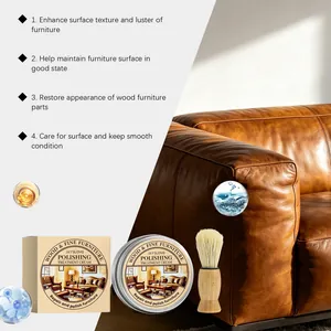 Leather furniture polishing treatment cream kit with brush for sofa surface restoration