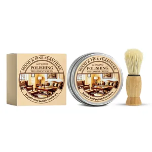 Premium wood furniture polishing treatment cream kit for repair and polish with brush, 100g