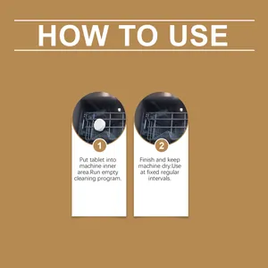 Détails des instructions pour utiliser les tablettes nettoyantes pour le lave-vaisselle.