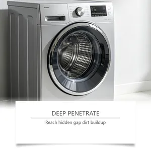 Detail view showing deep cleaning penetration for professional washing machine maintenance