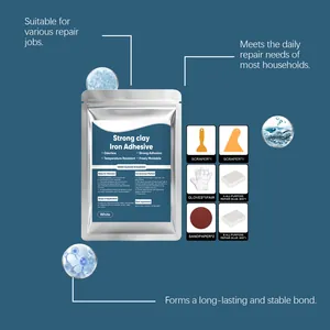 Detailed kit of multi-purpose AB repair glue including scrapers, gloves, and sandpaper.