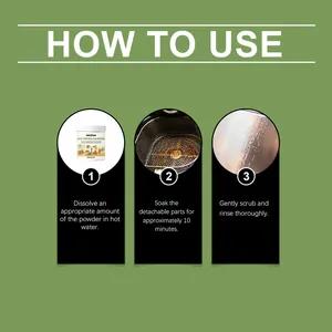 Step-by-step instructional guide on how to use Jakehoe air fryer cleaner powder effectively