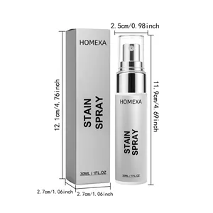 Dimensions of 30ml HOMEXA stain removal spray bottle and packaging box