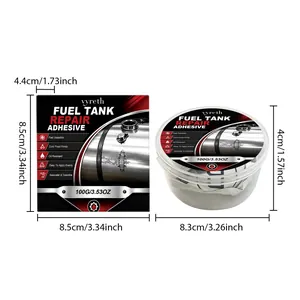 Dimensions of vyreth fuel tank repair adhesive box and container with 100g capacity