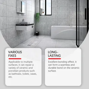 Durable epoxy putty for seamless ceramic tile and bathtub crack repairs in bathroom.