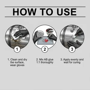 Step-by-step instructions for mixing and applying multi-purpose AB repair glue on metal