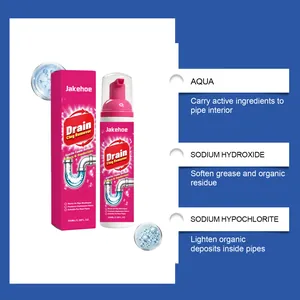 Detailansicht der Jakehoe Abflussreiniger-Inhaltsstoffe: Aqua und Natriumhydroxid.