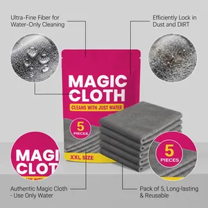 Dettaglio confezione da 5 Magic Cloth, microfibra per pulizia con sola acqua.