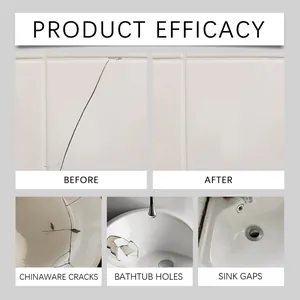 Comparison of epoxy putty before and after repairing ceramic cracks and bathtub holes