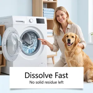Vista dettagliata di una lavatrice che mostra l'azione di dissoluzione rapida senza residui