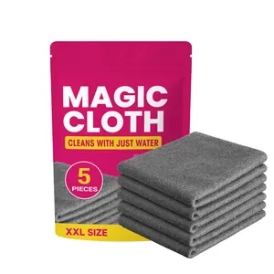 Magic Cloth Set di 5 panni in microfibra grigi XXL in una borsa di imballaggio rosa