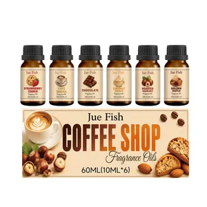 Premium set of 6 coffee shop themed fragrance oils with mocha and hazelnut scents
