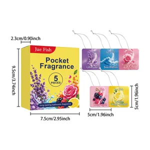 Detailed size specifications for Jue Fish 5-piece long-lasting pocket fragrance set for closets