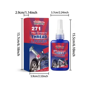 RayHong 271 high strength thread locker bottle and box dimensions detail view