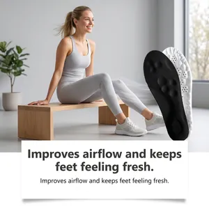 Popcorn grain cushioning sports insole with breathable mesh and airflow view