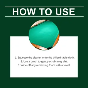 Detailed three-step instruction guide for billiard table cloth cleaner liquid kit