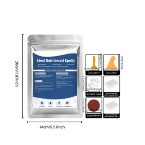 Detailed size guide and components for the steel reinforced epoxy glue repair kit