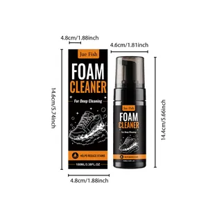 Detail view of 100ml sneaker foam cleaner with dimensions of bottle and packaging