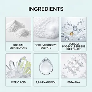 Detailed ingredient list for JUE FISH dishwasher cleaning tablets showing cleaning power