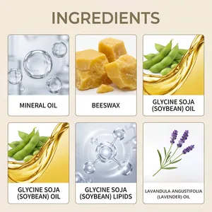 Detaillierte Inhaltsstoffliste der Lavendel-Aromatherapie-Kerze mit ätherischen Ölen.