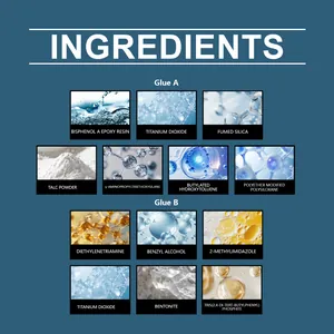 Detailed view of chemical ingredients for Glue A and Glue B multipurpose AB repair glue