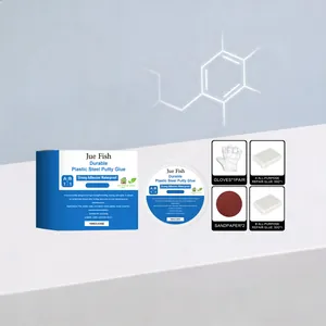Vue détaillée du kit de colle de réparation polyvalente Jue Fish AB et ses accessoires
