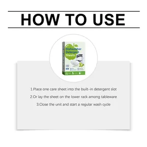 Detailed 3-step instruction guide for using dishwasher detergent sheets