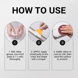 Instructional guide for applying multi-purpose AB repair putty to fix surface cracks