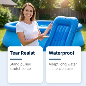 Durable and waterproof repair patches for blue inflatable pools and air mattresses.
