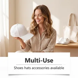 Lifestyle shot of a woman holding a white hat, showcasing multi-use foam cleaner application.