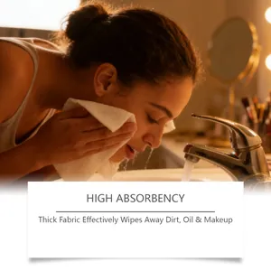 Détail d'une serviette épaisse à haute absorption pour nettoyer le visage et le maquillage