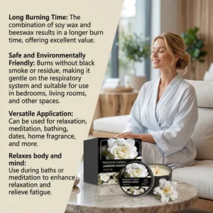 Jasmine scented soy and beeswax massage candle for relaxation and home fragrance