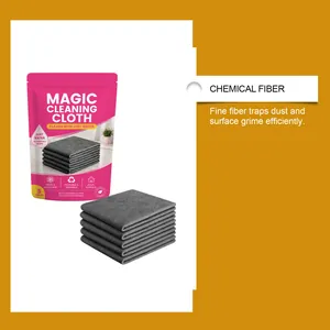 Detail showing soft microfiber magic cleaning cloths in 5-piece durable packaging