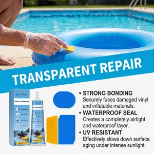 Jue Fish vinyl adhesive repair kit with patches and scraper for inflatable pool toys