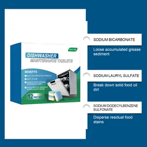 Effective dishwasher maintenance tablets for grease removal and internal component care