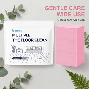 Jakehoe multi-effect pink floor cleaning sheets in a 100-piece pack with natural leaf decor