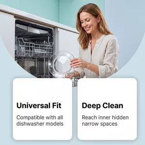 Detailed view of woman using dishwasher cleaner for deep cleaning results in kitchen